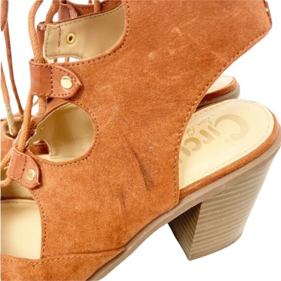 Circus by Sam Edelman Cognac Brown Kiera Strappy Lace Up Heels Sz 8.5 - Picture 4 of 8